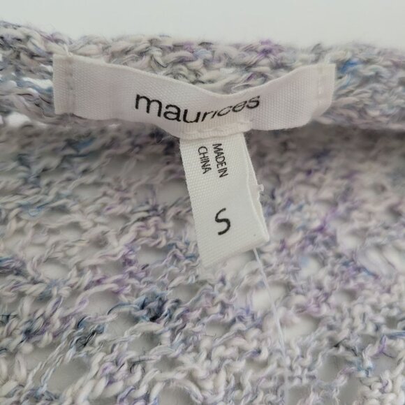 Maurices Sweater Crochet Knit Long Sleeve Gray Blue Womens Small Lightweight - Picture 5 of 11